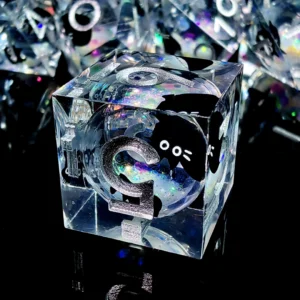 "dnd dice set 7 piece resin polyhedral dice with cute cat design, transparent rpg dice for dungeons & dragons, tabletop games"