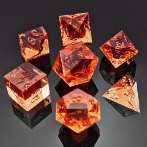 bescon crystal clear (unpainted) sharp edge dnd dice set of 7, razor edged polyhedral d&d dice set for role playing games
